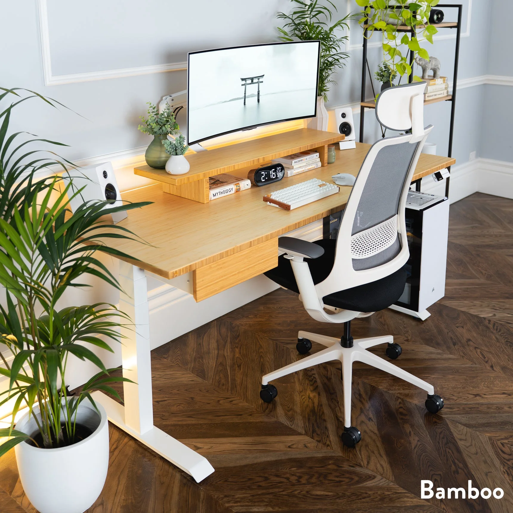 Desky Dual Bamboo Sit Stand Desk - Image 4