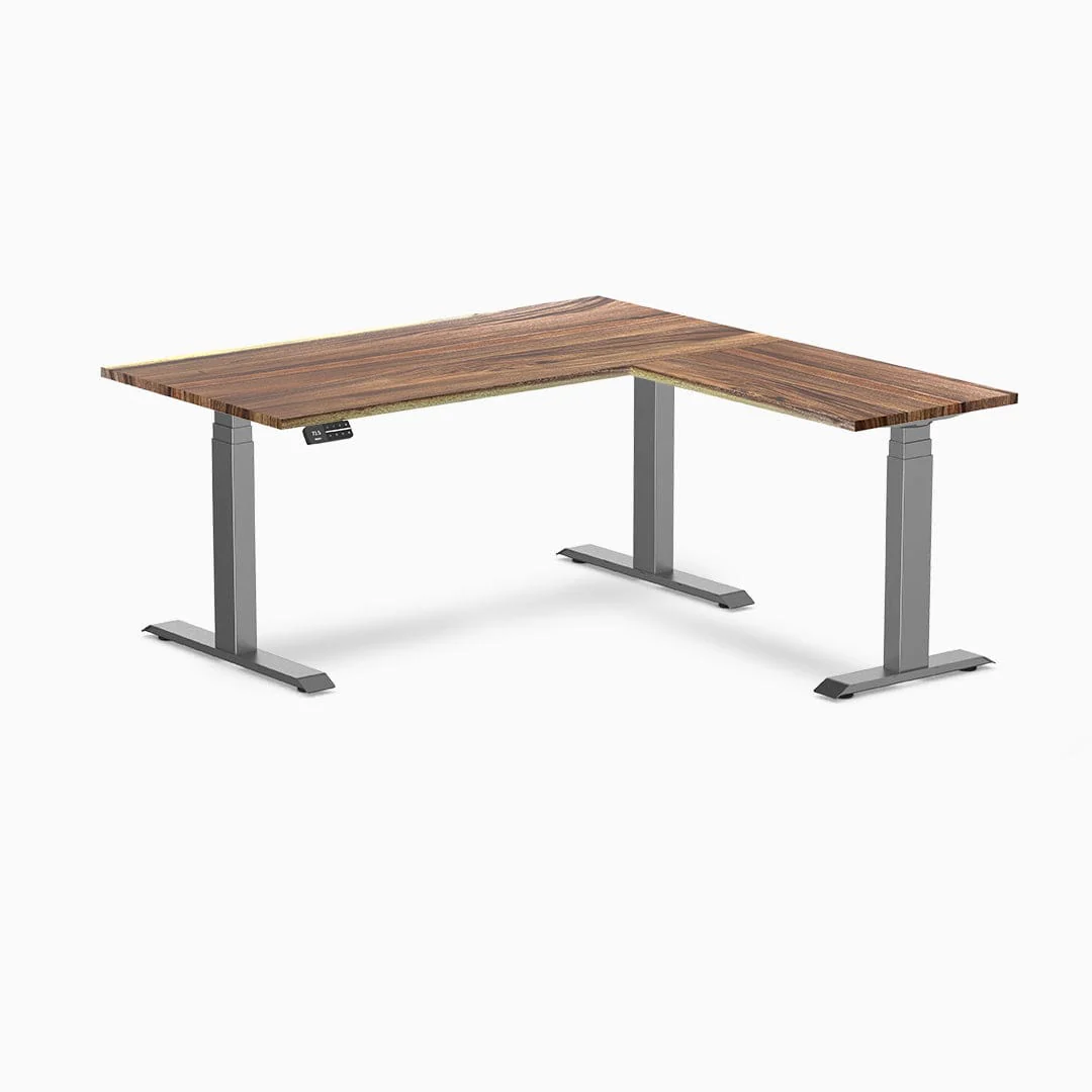 Desky Hardwood L-Shape Sit Stand Desk - Image 17