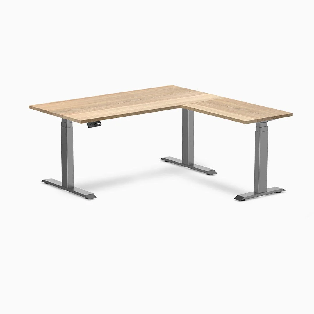 Desky Hardwood L-Shape Sit Stand Desk - Image 19
