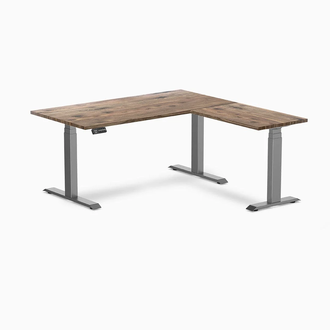 Desky Hardwood L-Shape Sit Stand Desk - Image 21
