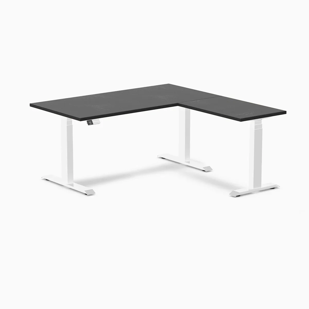 Desky Hardwood L-Shape Sit Stand Desk - Image 58