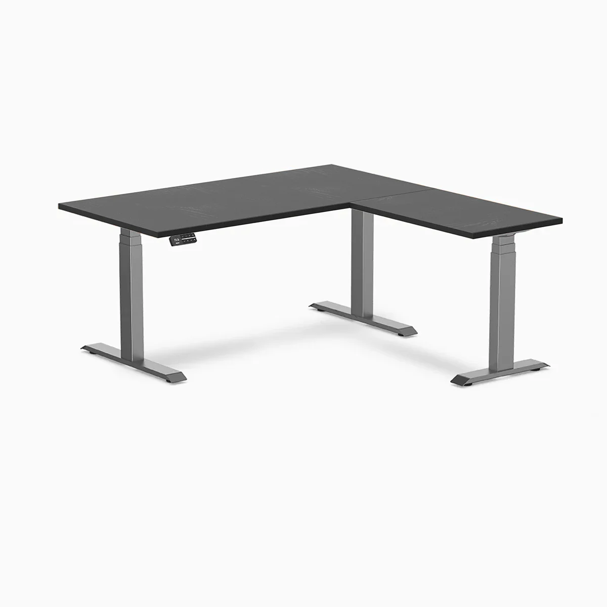 Desky Hardwood L-Shape Sit Stand Desk - Image 59