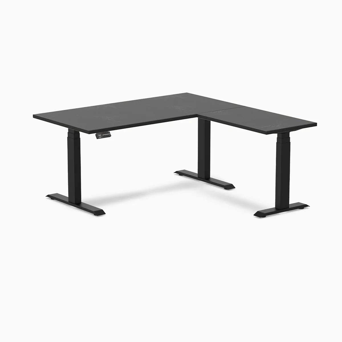 Desky Hardwood L-Shape Sit Stand Desk - Image 60