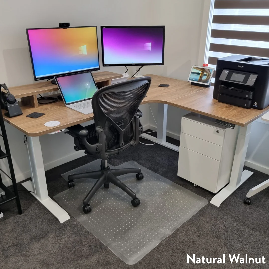 Desky L-Shape Melamine Sit Stand Desk - Image 14