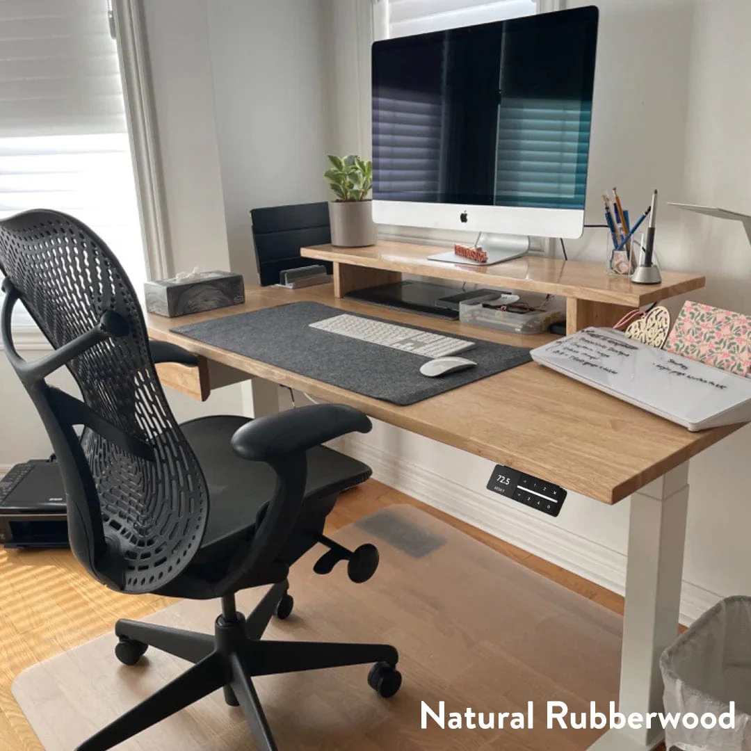 Desky Dual Rubberwood Sit Stand Desk - Image 3
